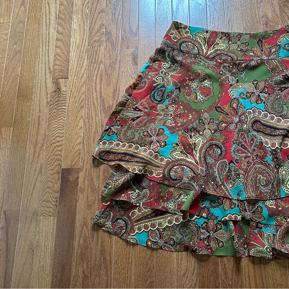 Ralph Lauren women’s plus size 16 tiered layered midi skirt multicolor paisley - Picture 3 of 15
